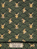 Hermès silk tie green whimsical rabbit and waves 7464 HA