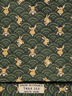 Hermès silk tie green whimsical rabbit and waves 7464 HA