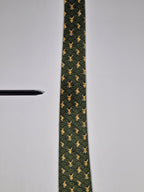 Hermès silk tie green whimsical rabbit and waves 7464 HA