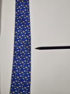 Hermès silk tie blue bird and kite whimsical pattern 605749 HA