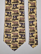 Burberrys Vintage silk tie cows