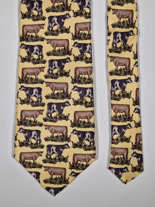 Burberrys Vintage silk tie cows
