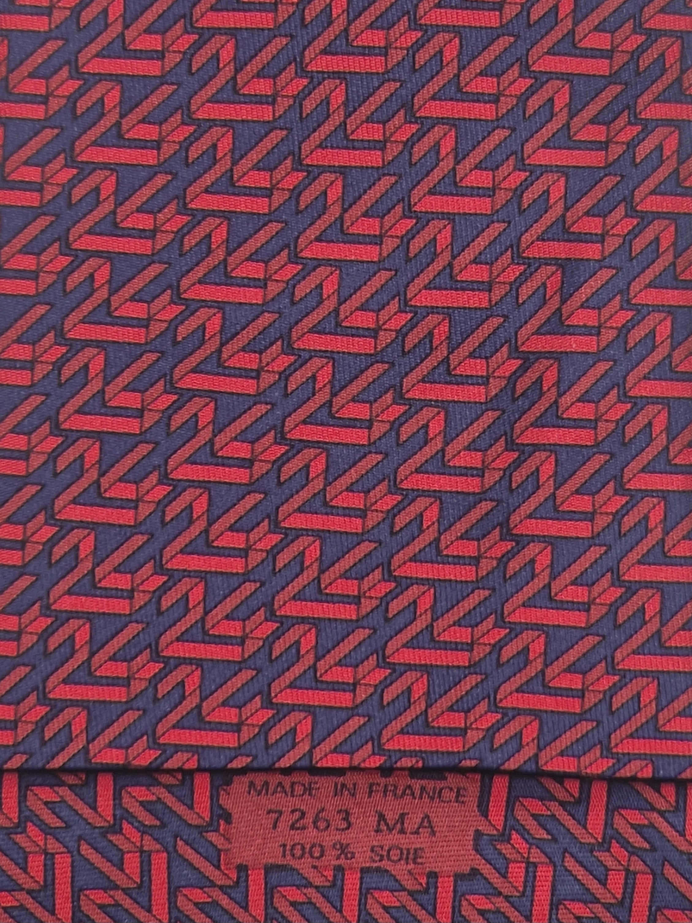 Hermés 7263 MA "Le Mans" Tie blue and red