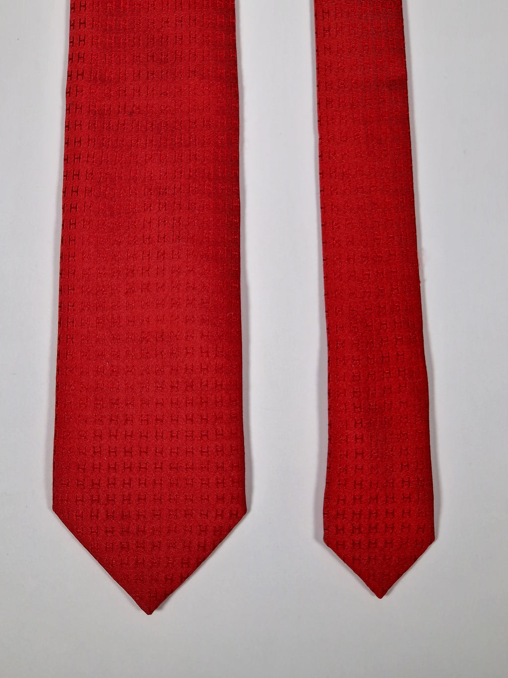 Hermès silk tie red jaquard Facconee Hermès No Code