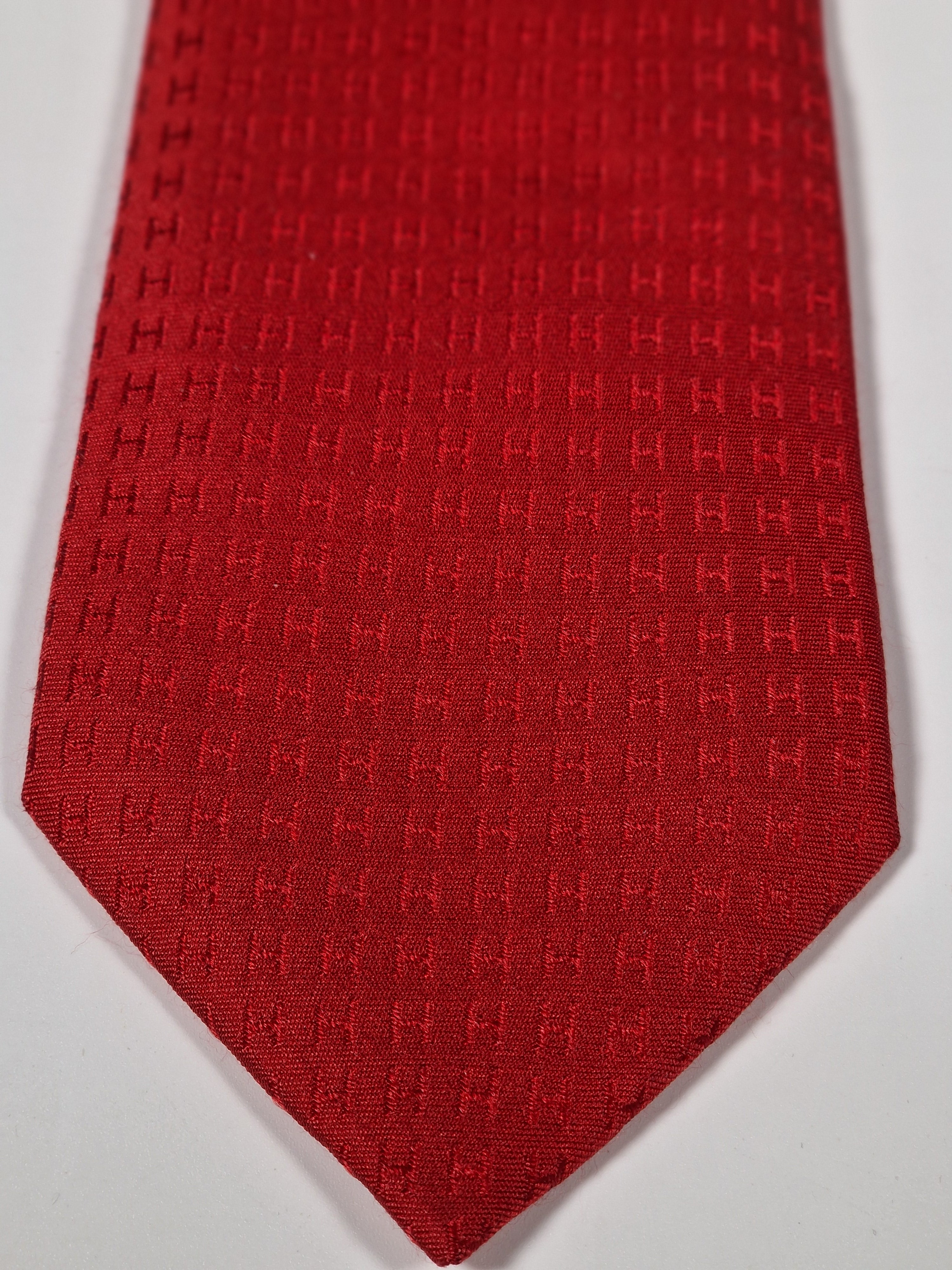 Hermès silk tie red jaquard Facconee Hermès No Code