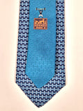Hermès silk tie blue weight lifter and H pattern 429083 T