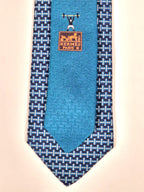 Hermès silk tie blue weight lifter and H pattern 429083 T