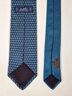 Hermès silk tie blue weight lifter and H pattern 429083 T