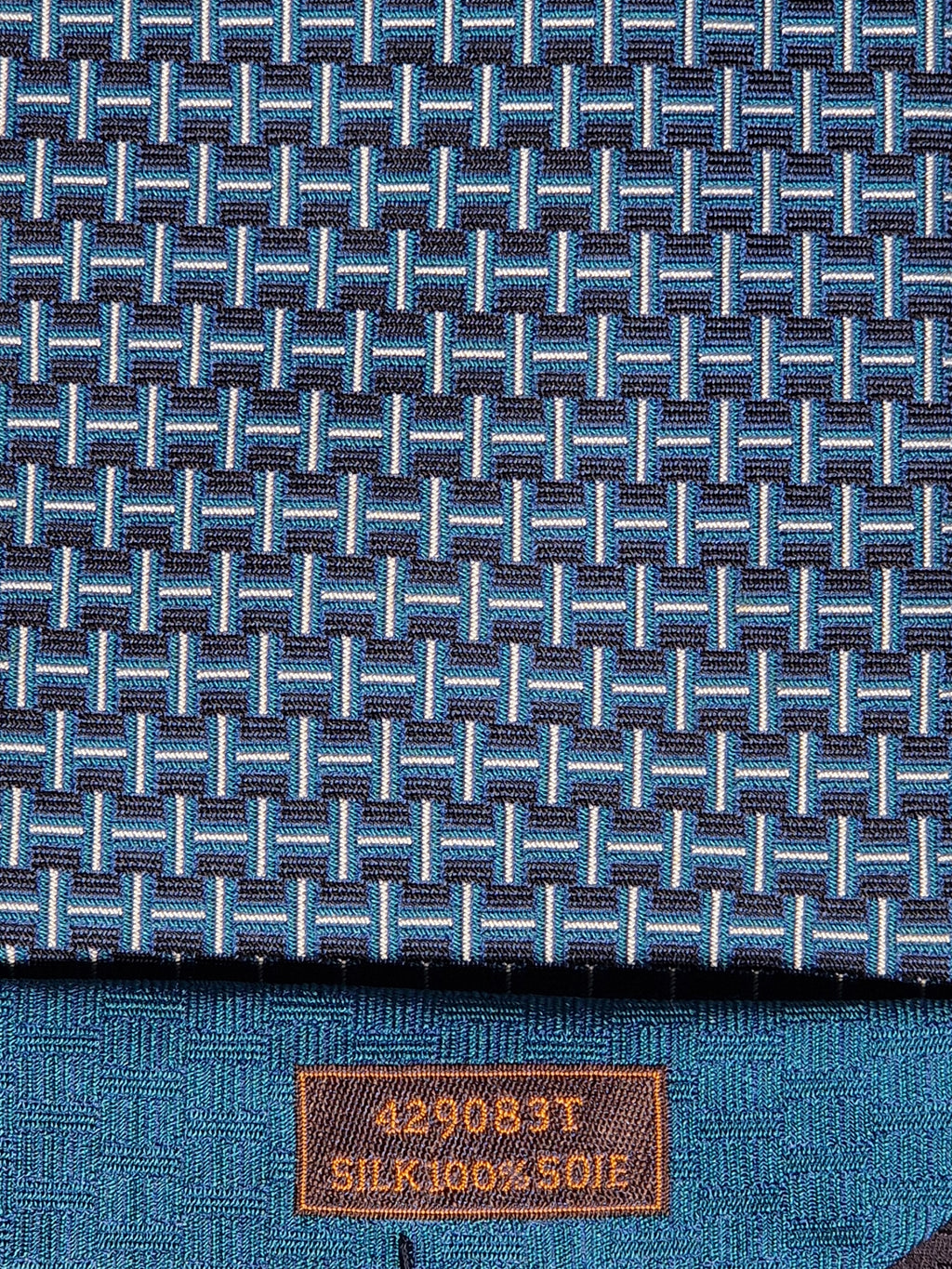 Hermès silk tie blue weight lifter and H pattern 429083 T