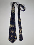 Hermès silk tie black whimsical horse and jockey pattern 5313 TA