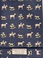 Hermès silk tie black whimsical horse and jockey pattern 5313 TA