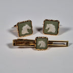 Wedgewood A pair of cufflinks and a tie pin