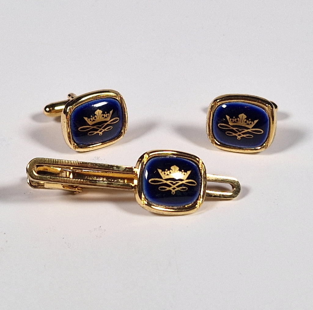Royal Copenhagen a pair of cufflinks and a tie pin with box