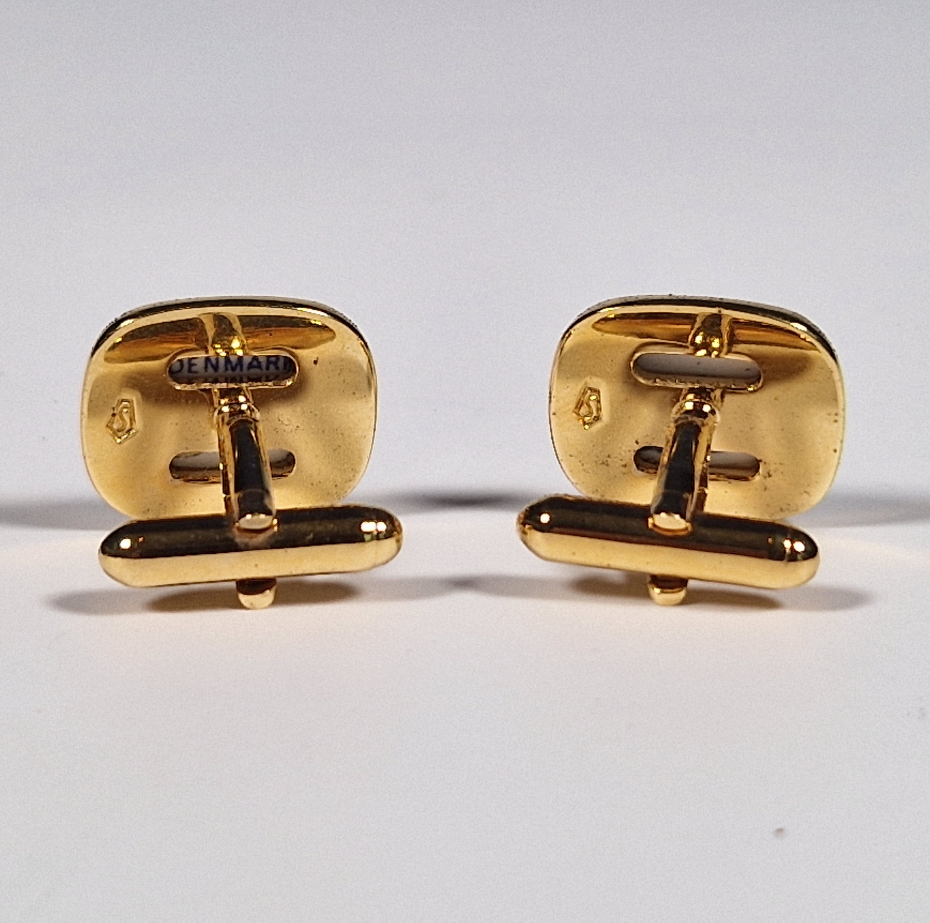 Royal Copenhagen a pair of cufflinks and a tie pin with box