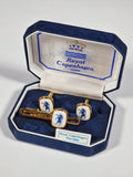 Royal Copenhagen a pair of cufflinks and a tie pin with box