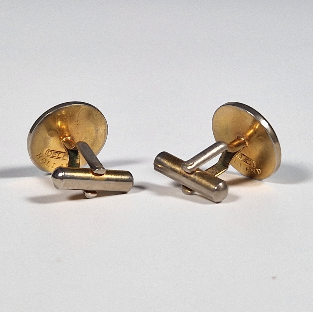 Swank Delft collection a pair of cufflinks and a tie pin with box