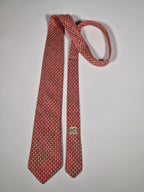005031 Hermès silk tie red whimsical seahorses pattern 5031 PA