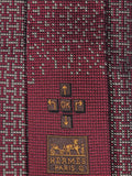 428945 Hermès silk tie burgundy Tetris pattern 428945 T