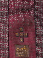 428945 Hermès silk tie burgundy Tetris pattern 428945 T