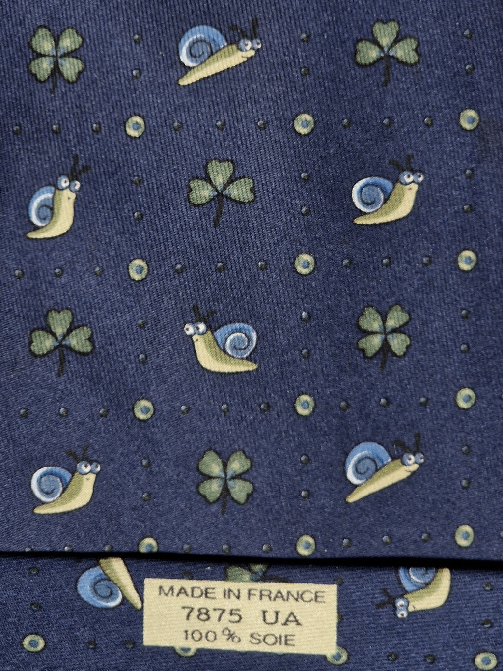 007875 Hermès silk tie blue whimsical snail 7875 UA