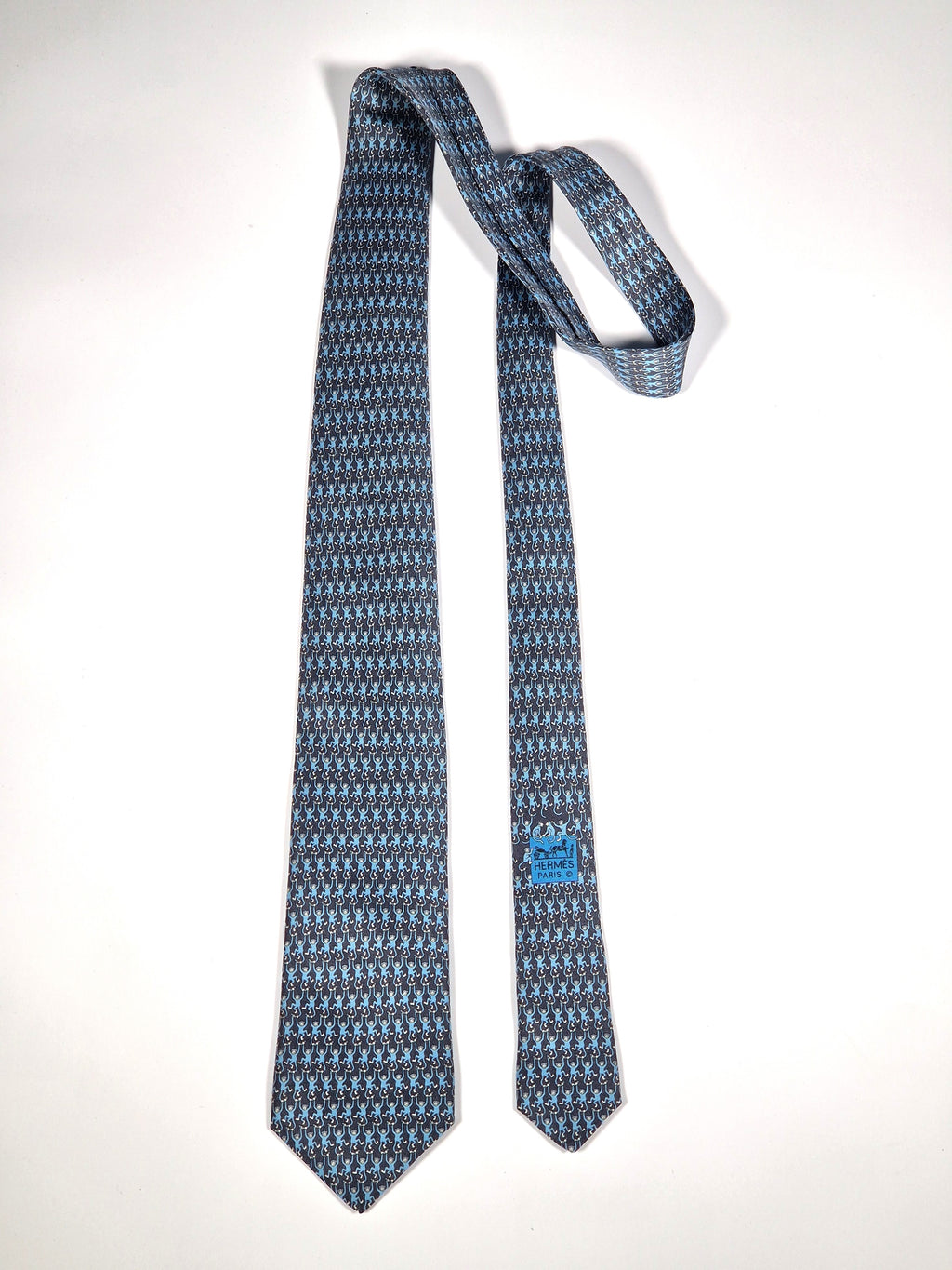 605782 Hermès tie grey monkeys 605782 HA