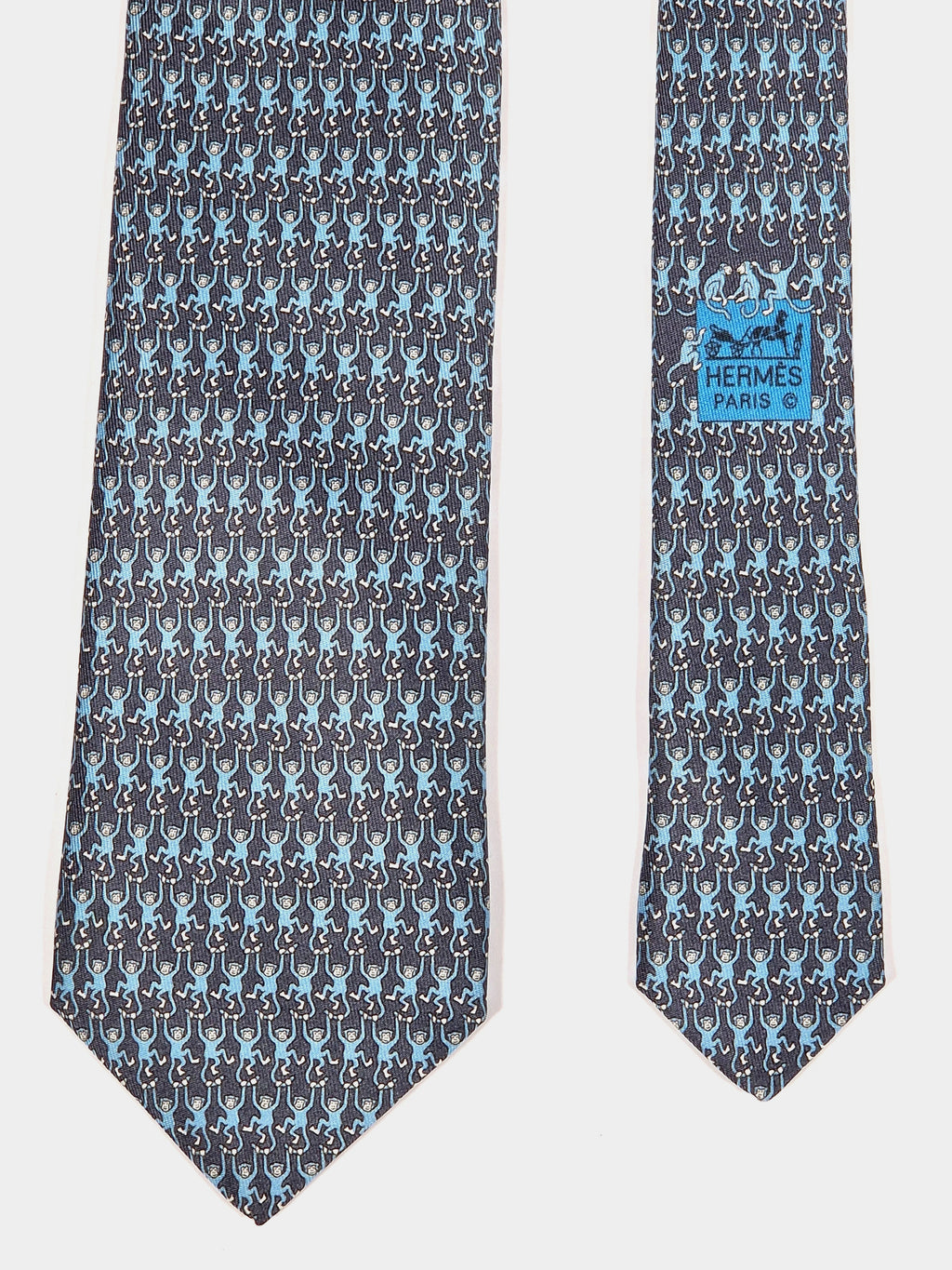 605782 Hermès tie grey monkeys 605782 HA