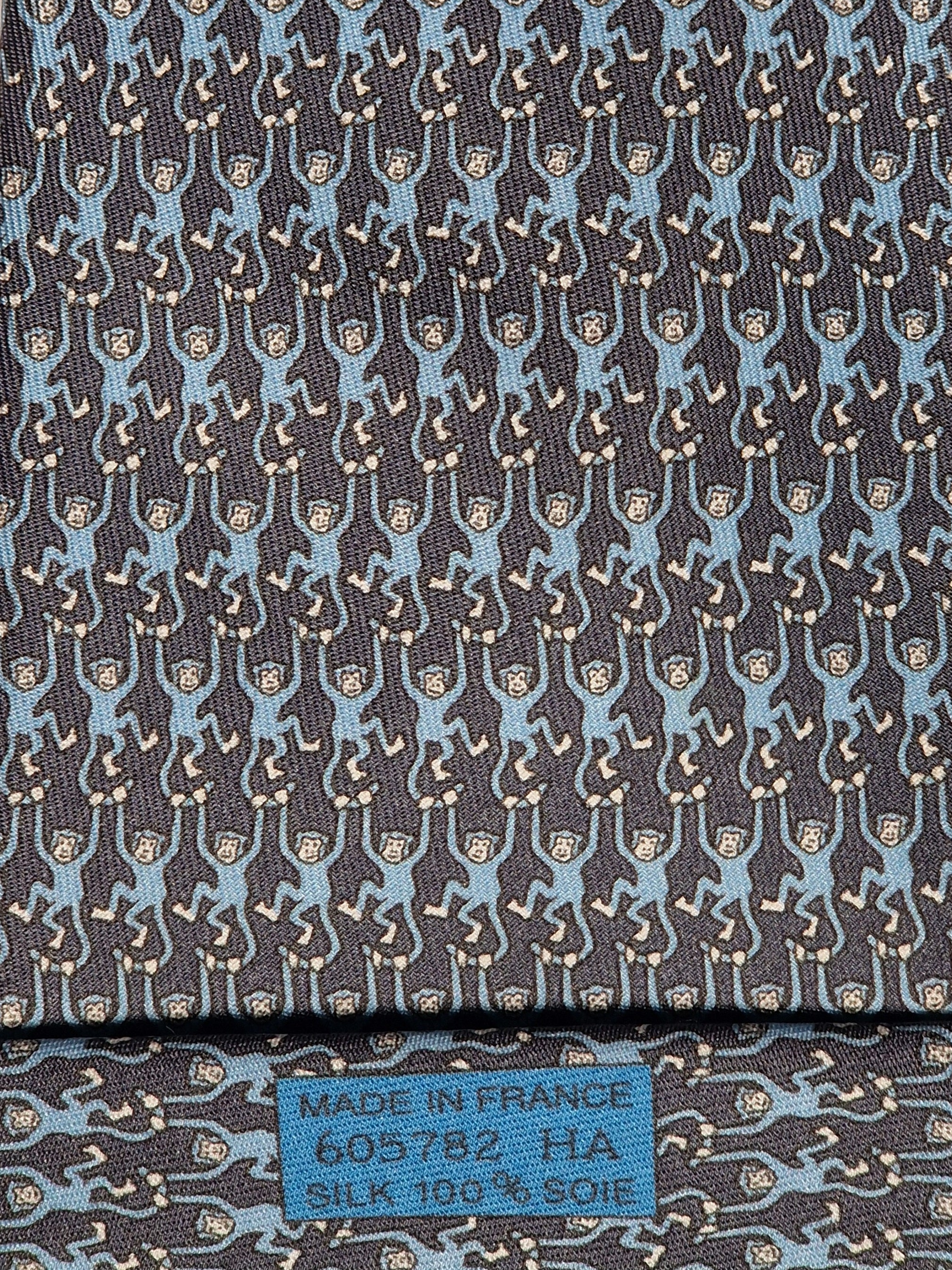 605782 Hermès tie grey monkeys 605782 HA
