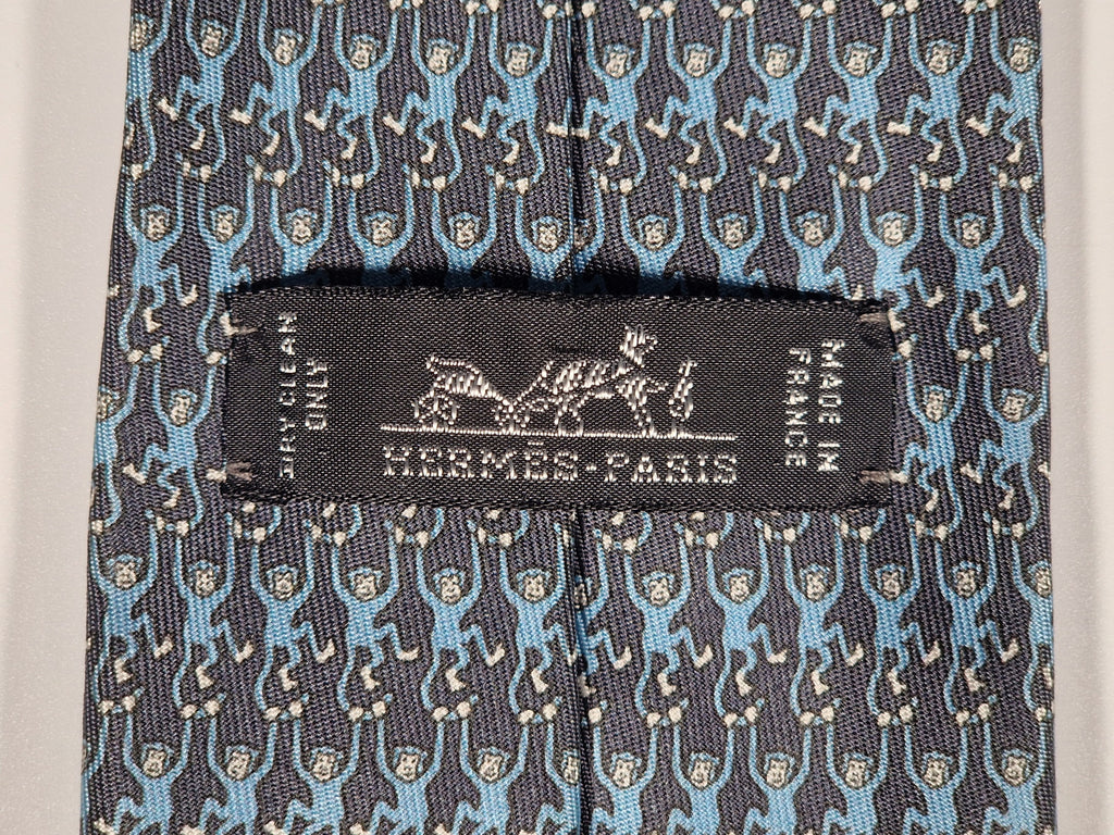 605782 Hermès tie grey monkeys 605782 HA