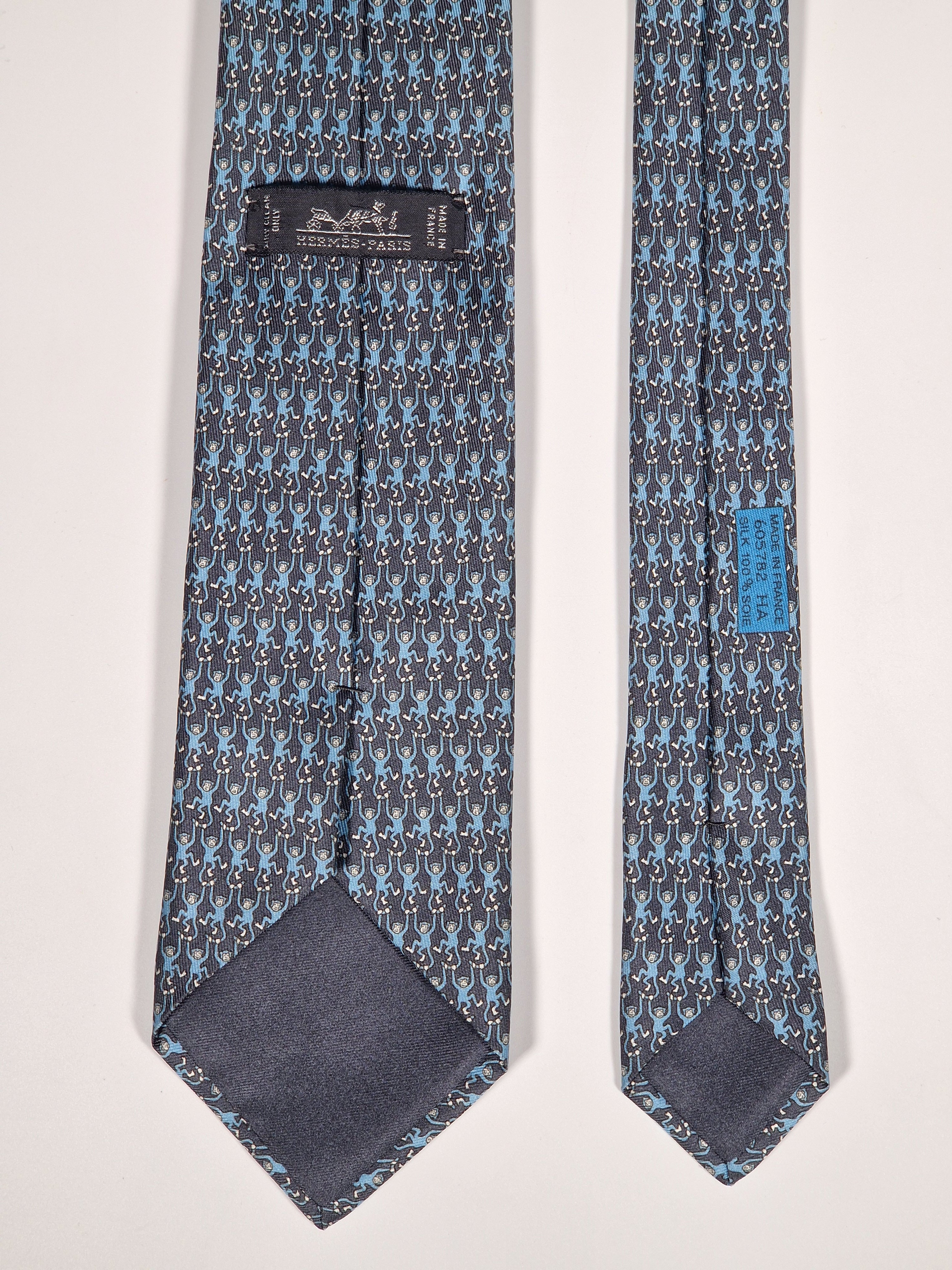 605782 Hermès tie grey monkeys 605782 HA