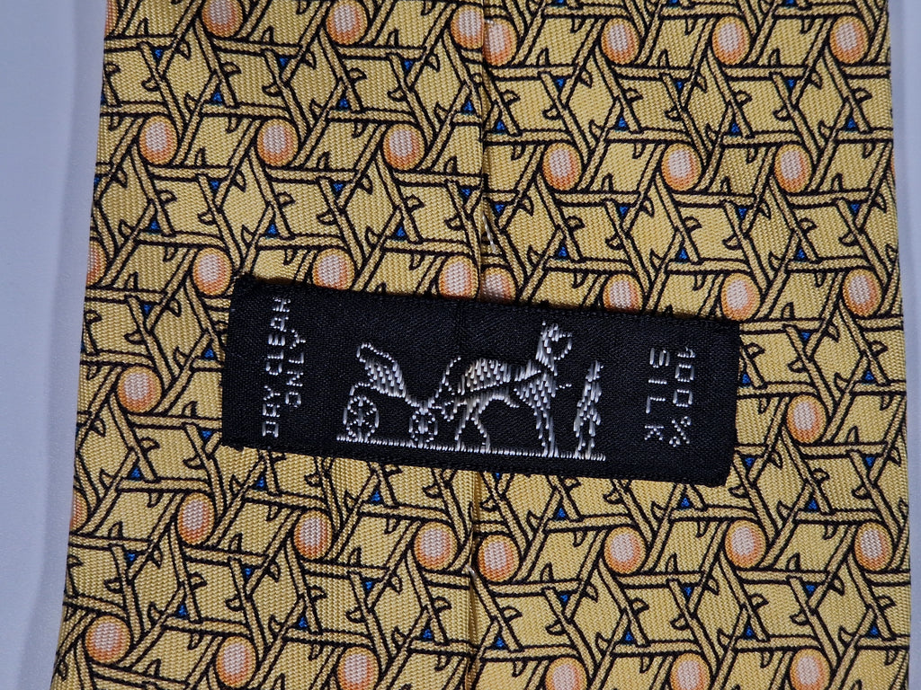 007882 Hermès tie yellow geometrical pattern 7882 MA