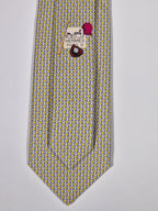 646083 Hermès silk tie yellow baseball pattern 646083 FA