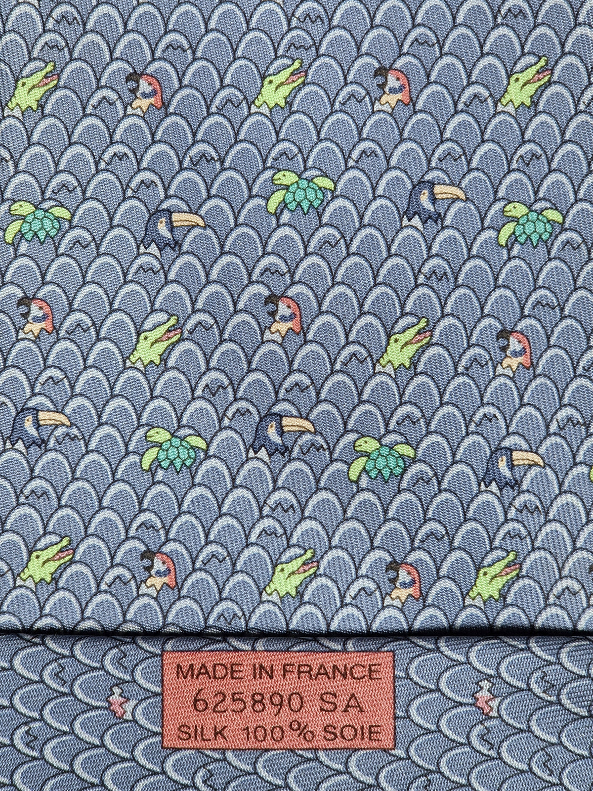 625890 Hermès tie blue whimsical  eggs and animal offspring 625890 SA