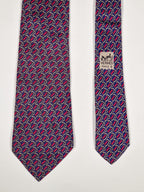 007268 Hermès tie blue equestrian pattern 7268 MA