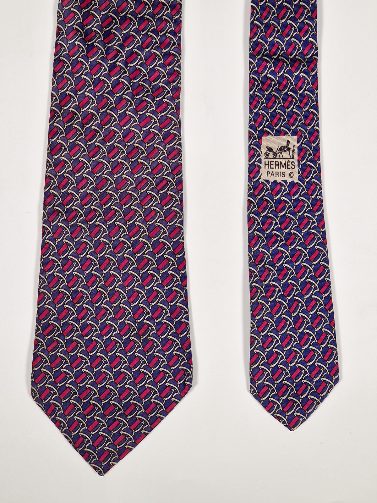 007268 Hermès tie blue equestrian pattern 7268 MA