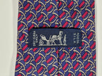 007268 Hermès tie blue equestrian pattern 7268 MA