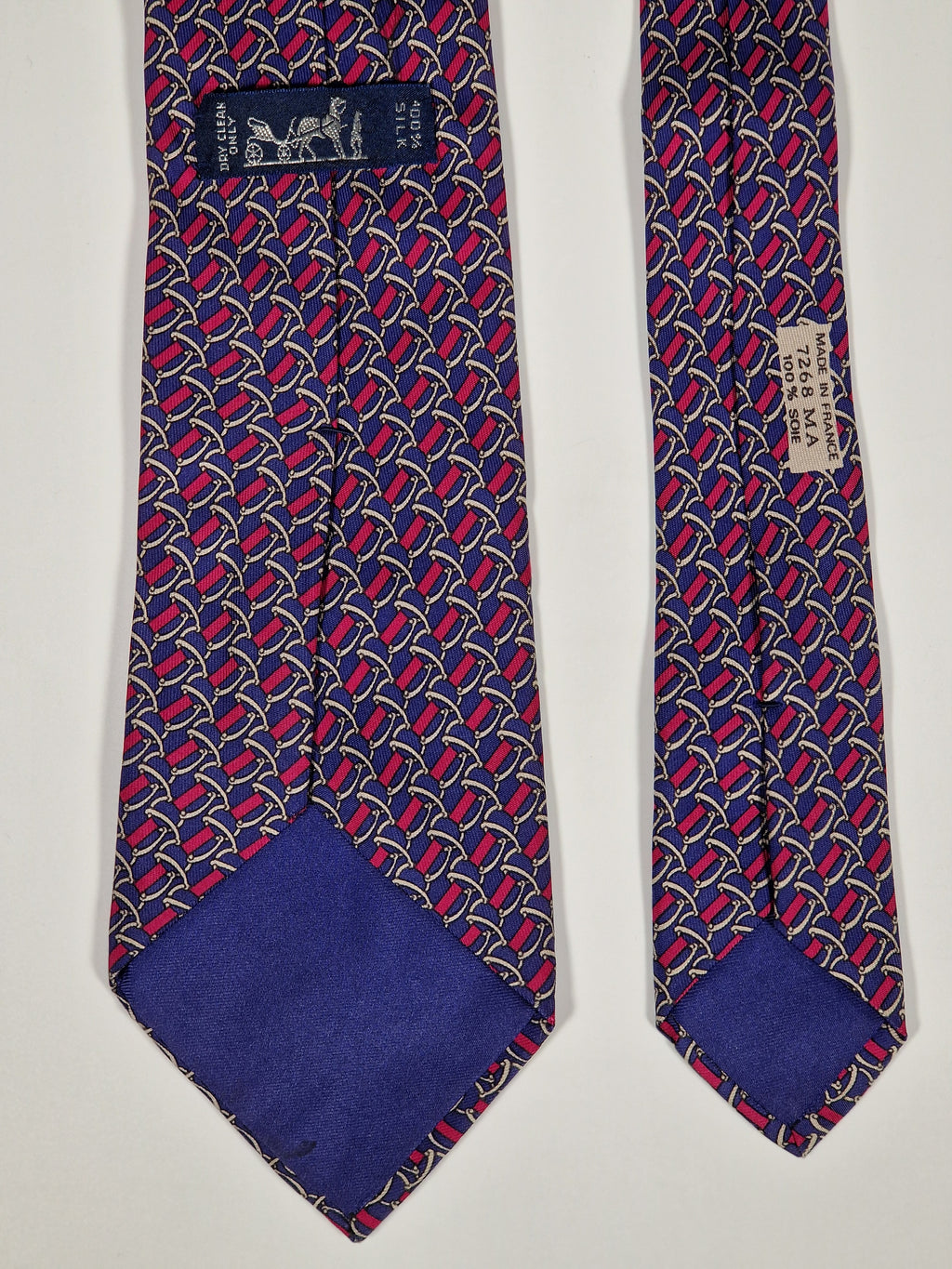 007268 Hermès tie blue equestrian pattern 7268 MA