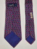 007268 Hermès tie blue equestrian pattern 7268 MA