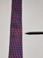 007268 Hermès tie blue equestrian pattern 7268 MA