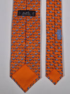 Hermés silk tie orange elephant tiger mice 626063 OA with box