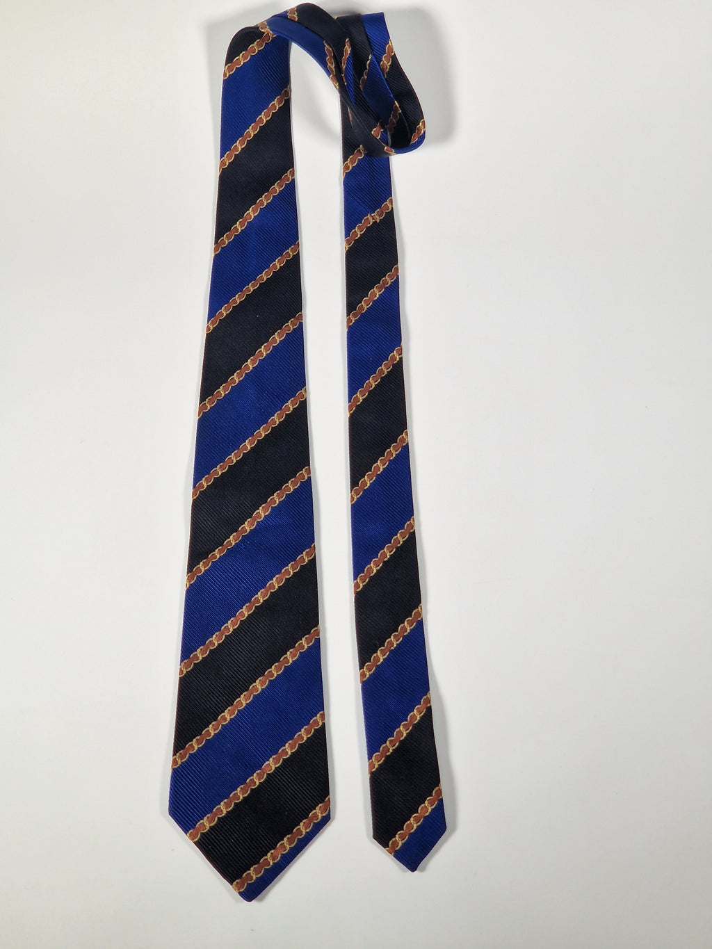 Chanel Vintage silk tie blue and black striped