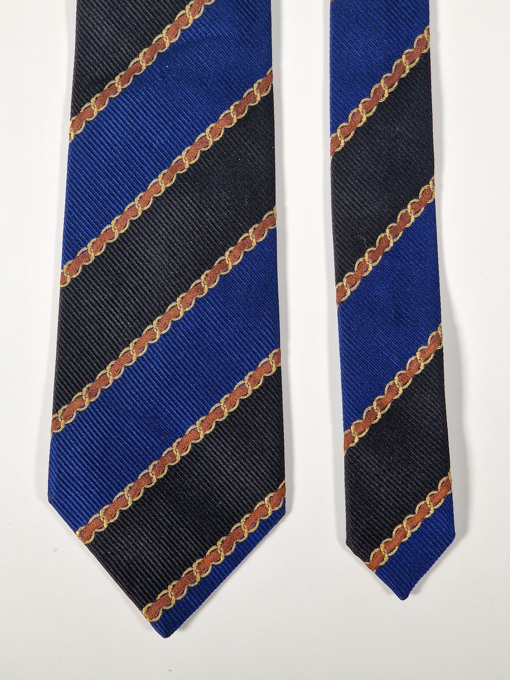 Chanel Vintage silk tie blue and black striped