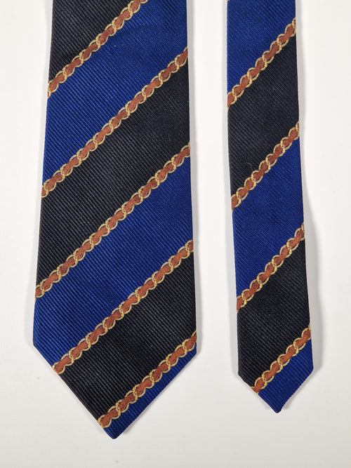 Chanel Vintage silk tie blue and black striped