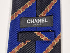 Chanel Vintage silk tie blue and black striped
