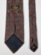 Fendi Vintage silk tie brown