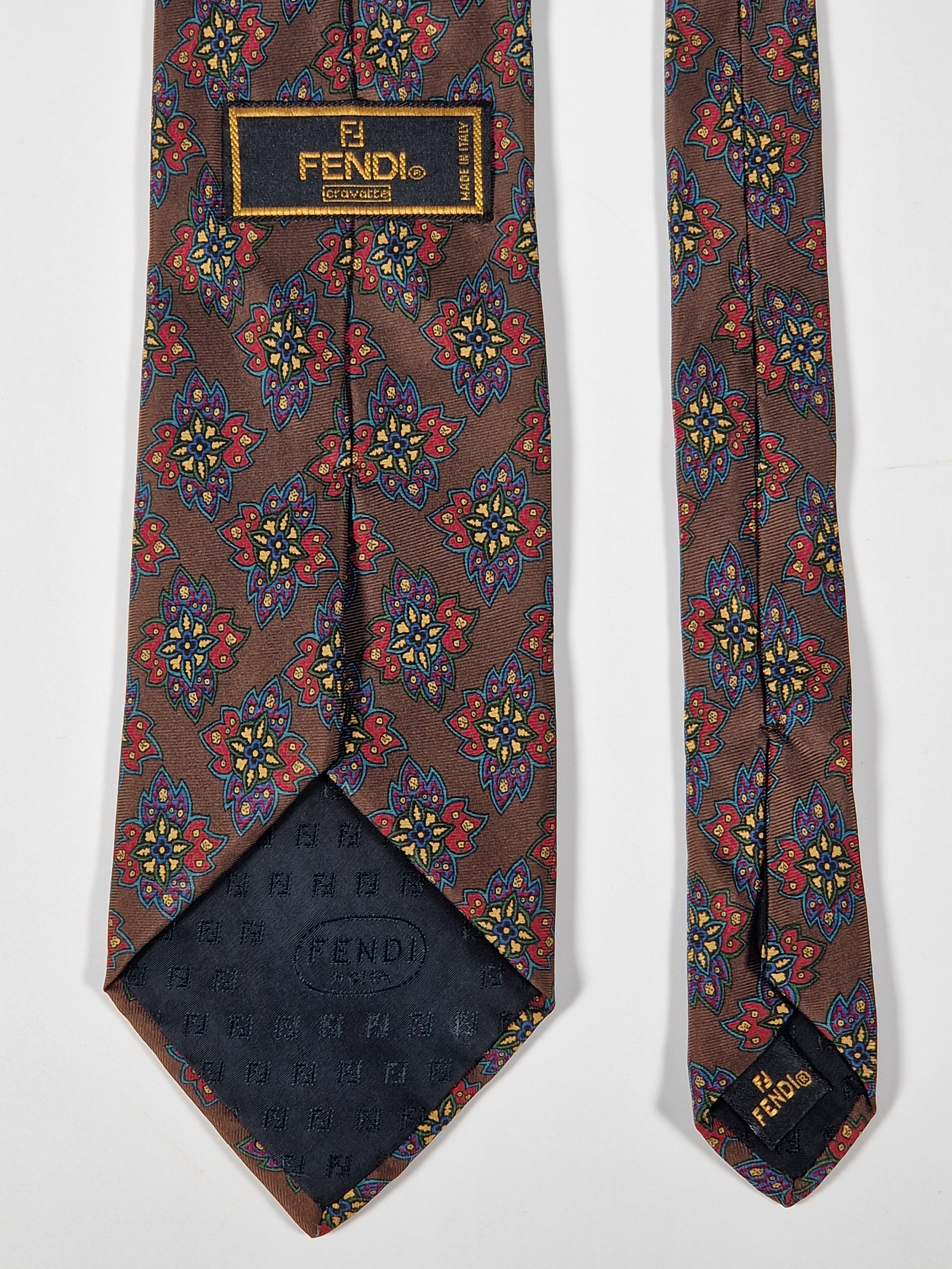 Fendi Vintage silk tie brown