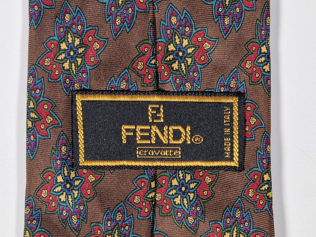 Fendi Vintage silk tie brown