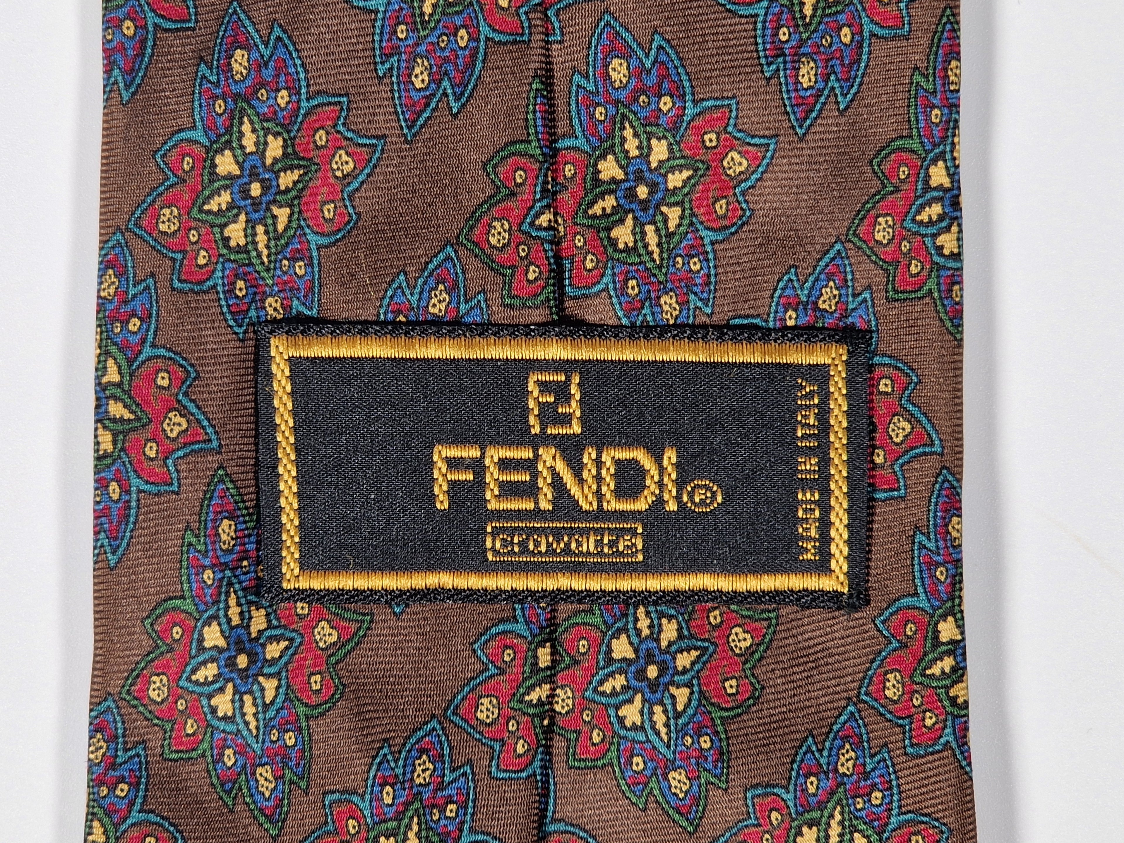 Fendi Vintage silk tie brown
