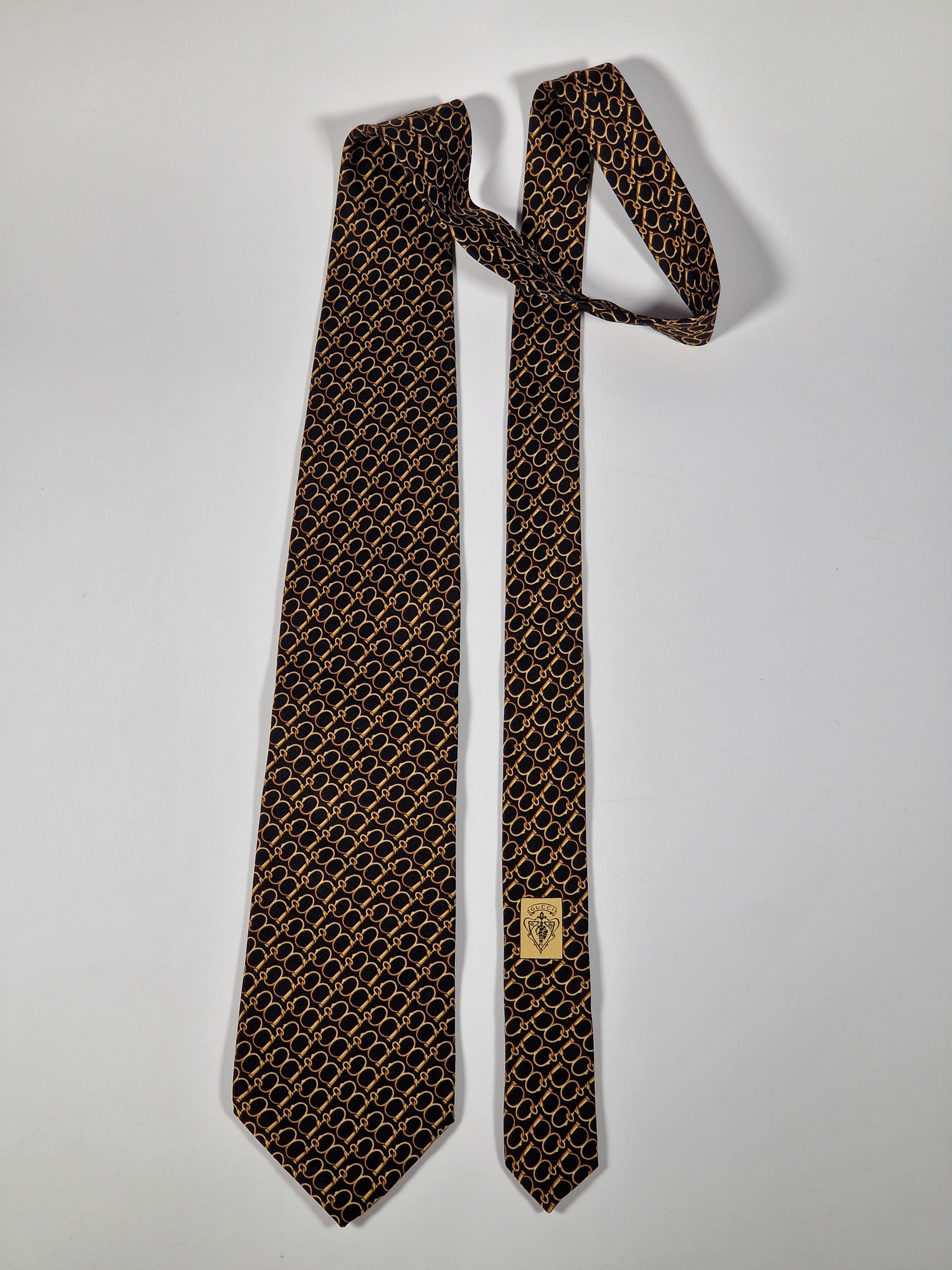 Gucci silk tie black equestrian