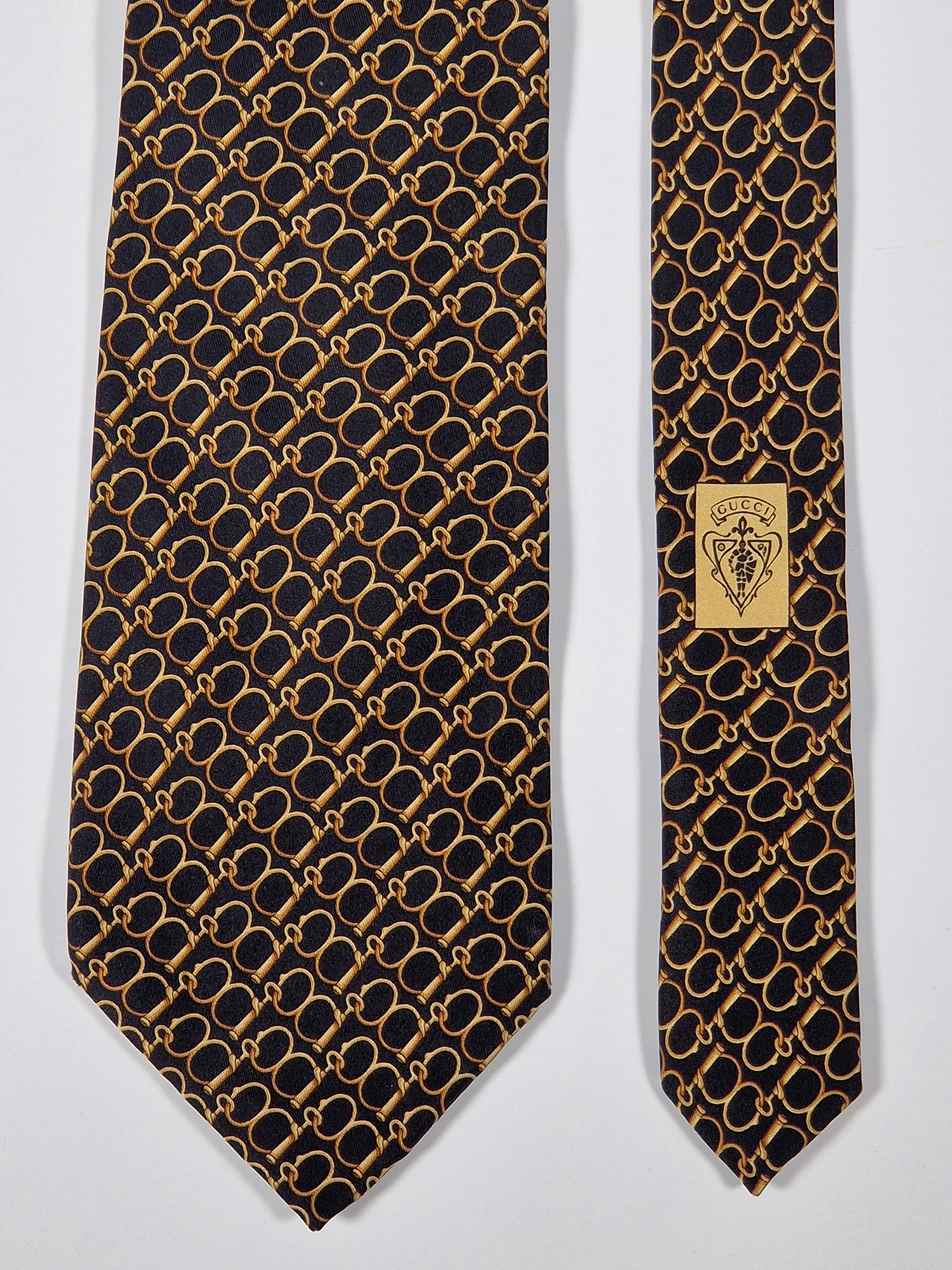 Gucci silk tie black equestrian
