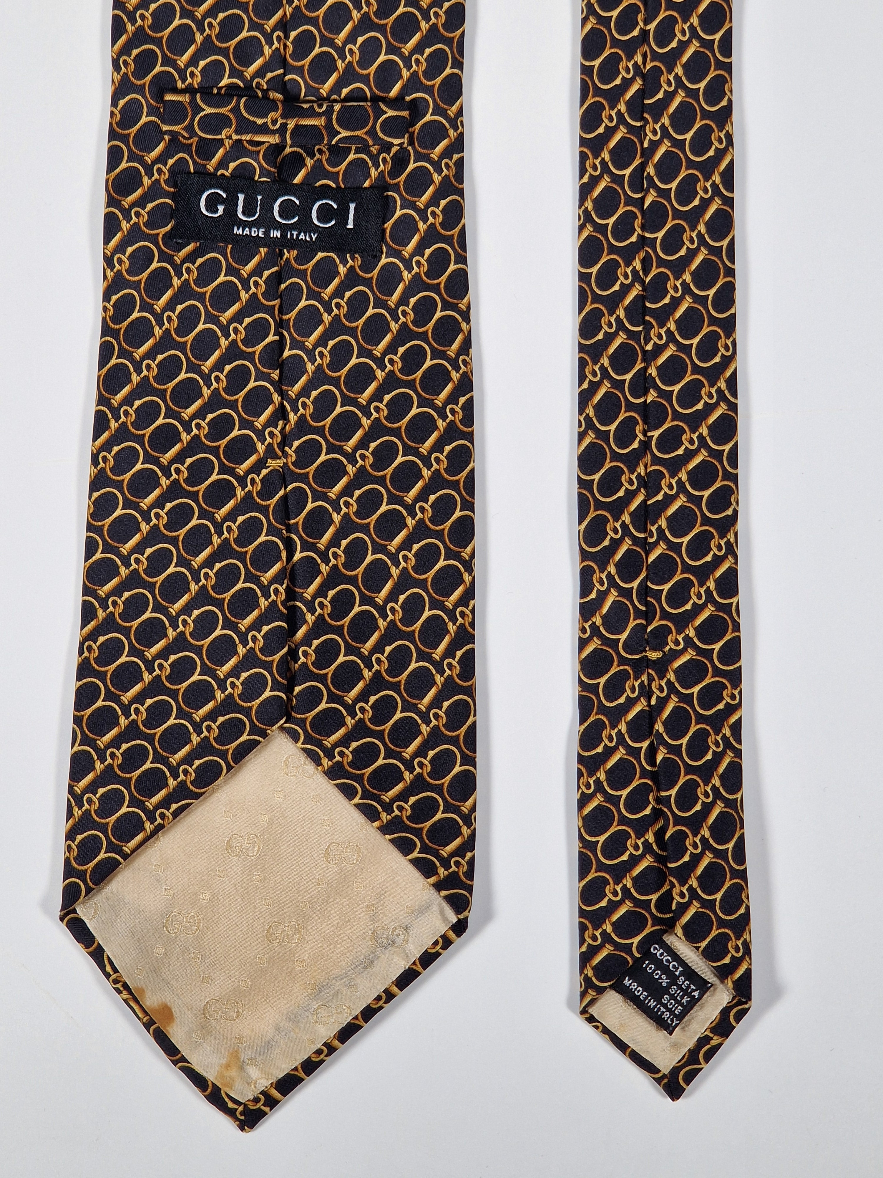 Gucci silk tie black equestrian